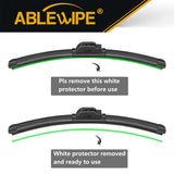 ABLEWIPE 20" + 20" Windshield Wiper Blades, replacement for J U Style Window Wiper, Universal Fit Car Front Windscreen, Set of 2