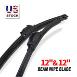 ABLEWIPE 12" + 12" Windshield Wiper Blades, replacement for J U Style Window Wiper, Universal Fit Car Front Windscreen, Set of 2