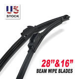 ABLEWIPE 28" + 16" Windshield Wiper Blades, replacement for J U Style Window Wiper, Universal Fit Car Front Windscreen, Set of 2